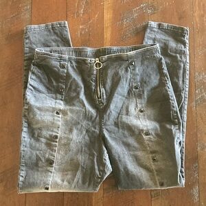 Faded Black Studded Jeans